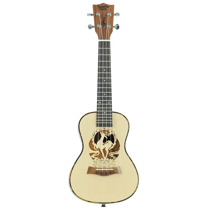 Twelfthnote Concert Ukulele – Solid Spruce Top (Phoenix Design)