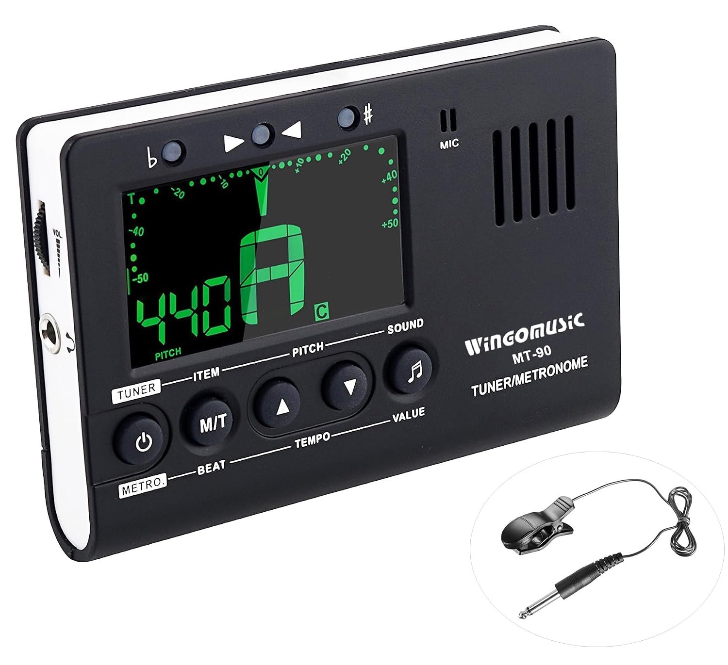WINGO Digital Metronome Tuner 3in1 for Chromatic/Guitar/Bass/Ukulele/Violin | Pickup & Battery Included, Easy to Use for Practice